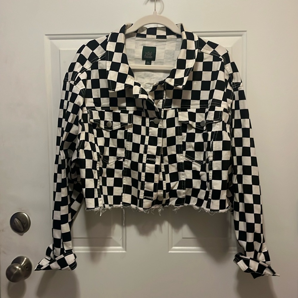 Chekered Denim Jacket